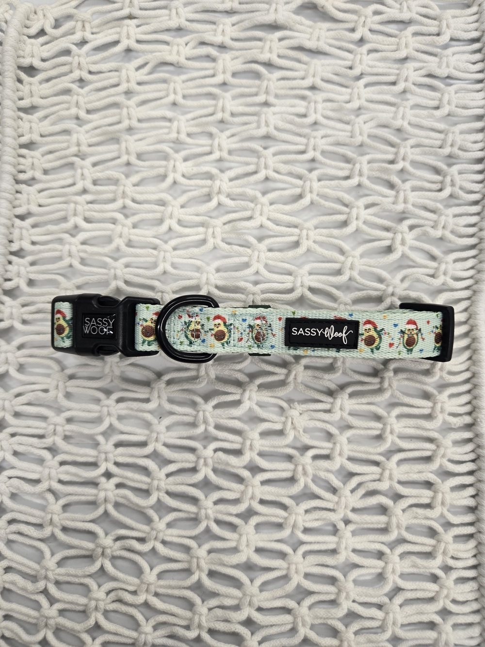 Sassy Woof Holiday Cheer Avocado Dog Collar - MEDIUM